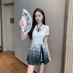 改良旗袍美容院养生会所性感spa气质短裤套装工作服足浴店技师服