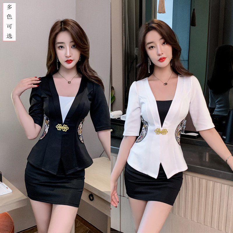 酒店养生工作制服气质显瘦美容spa服足浴桑拿足疗技师服中袖套装