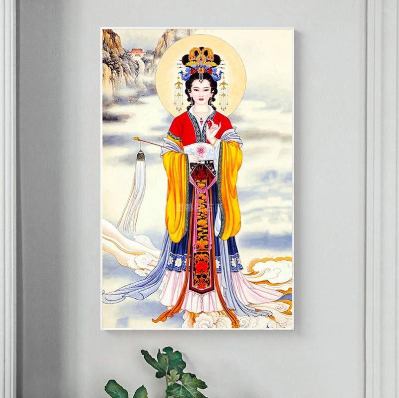 中式人物DIY方钻满钻钻石画泰山娘娘碧霞元君贴钻印花十字绣带钻