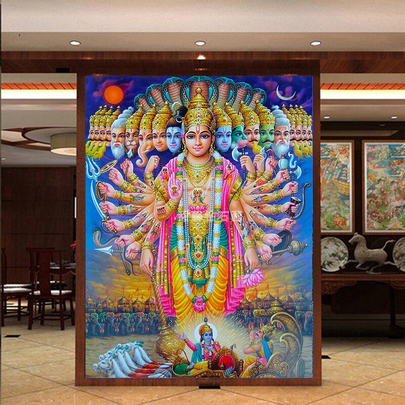 diy方钻满钻钻石画印度神像摩诃婆罗多粘贴钻点钻印花十字绣套件