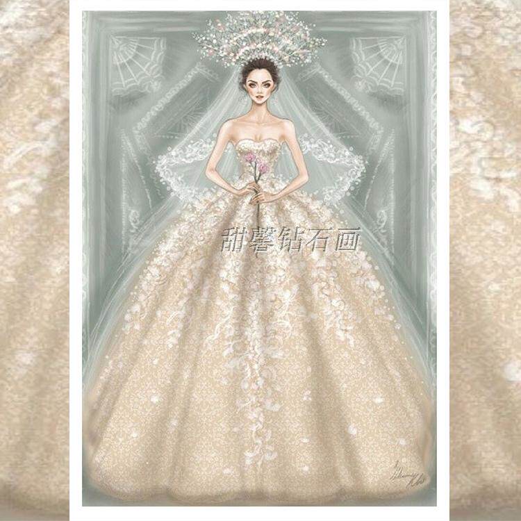 客厅卧室现代时尚DIY方钻满钻钻石画贴钻点钻十字绣婚纱结婚礼品