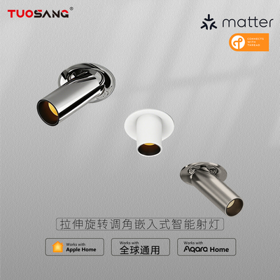 Matter Thread智能嵌入式射灯可调角度电镀HomeKit/Aqara拉伸射灯