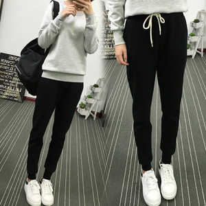 秋冬季纯色薄款睡裤女长裤小脚收口纯棉哈伦裤简约休闲外穿家居裤