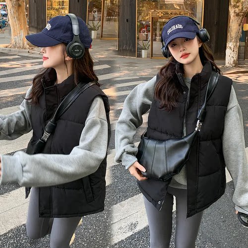 M-5XL 2024年秋冬情侣羽绒棉服马甲外穿洋气短款显瘦立领坎肩外套