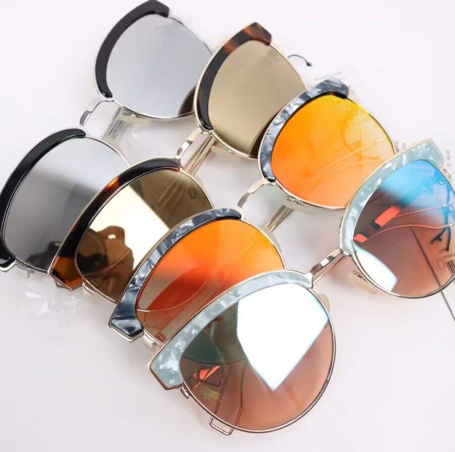 DCOLLECTIO* 原单UV400防紫外线防晒全金属变色镀膜猫眼太阳镜女