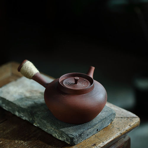 超薄镙纹砂铫壶铜钱侧把软化水质