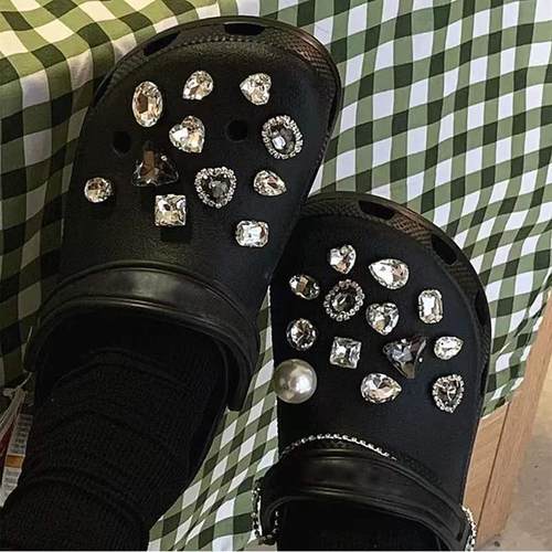 洞洞鞋配饰立体链条diy黑色鞋花