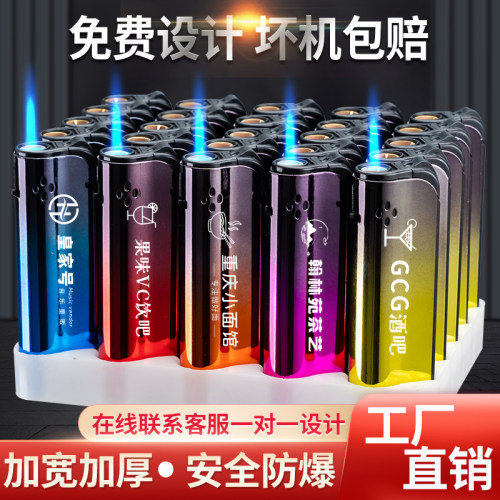 新款金属蓝焰直冲防风防爆打火机