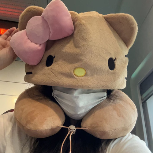 可爱KT猫连帽遮光便携U型护颈枕