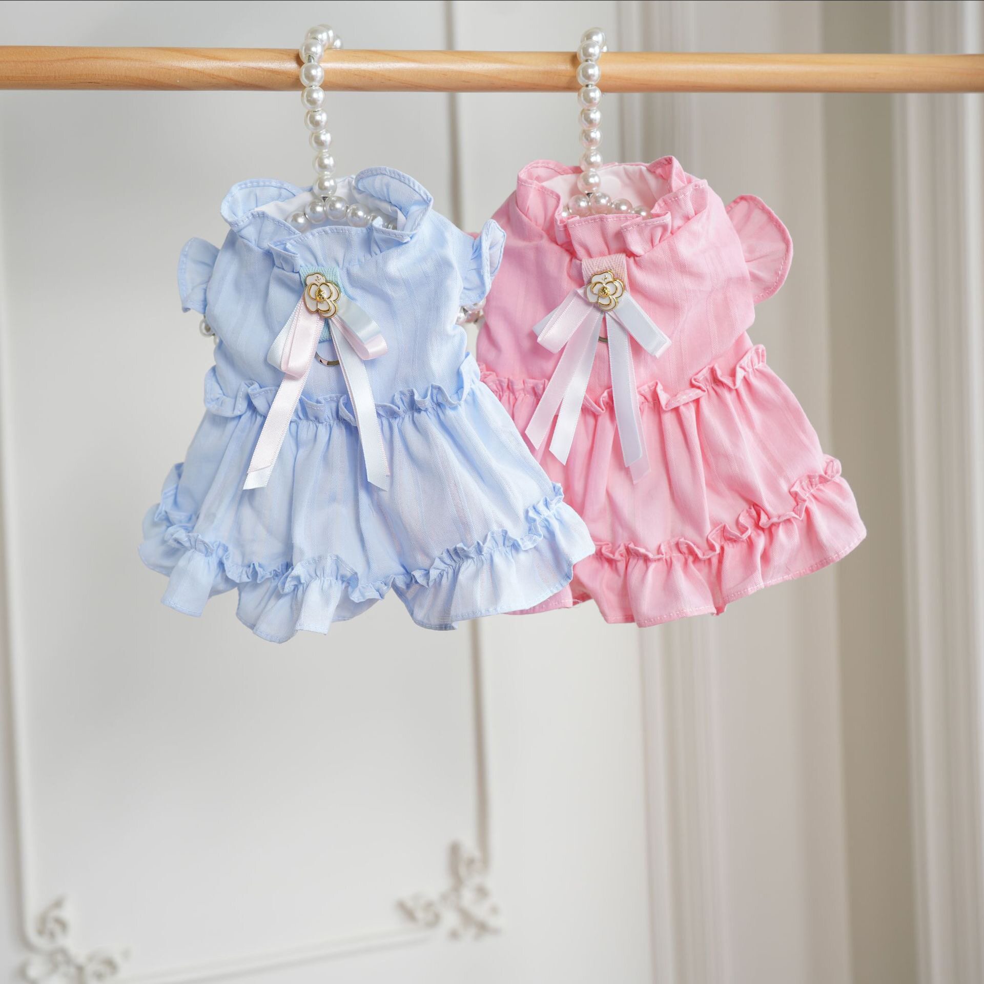 26春夏新品！棒棒糖de优雅纯棉素色公主裙比熊蛋糕裙约克夏连衣裙