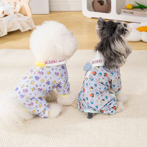 26春夏！DB三角领桃子四腿衣 比熊家居服泰迪四脚睡衣约克夏四腿