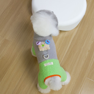 小怪物羊羔绒四脚衣宠物四腿家居服比熊运动 25秋冬DB 三件 包邮