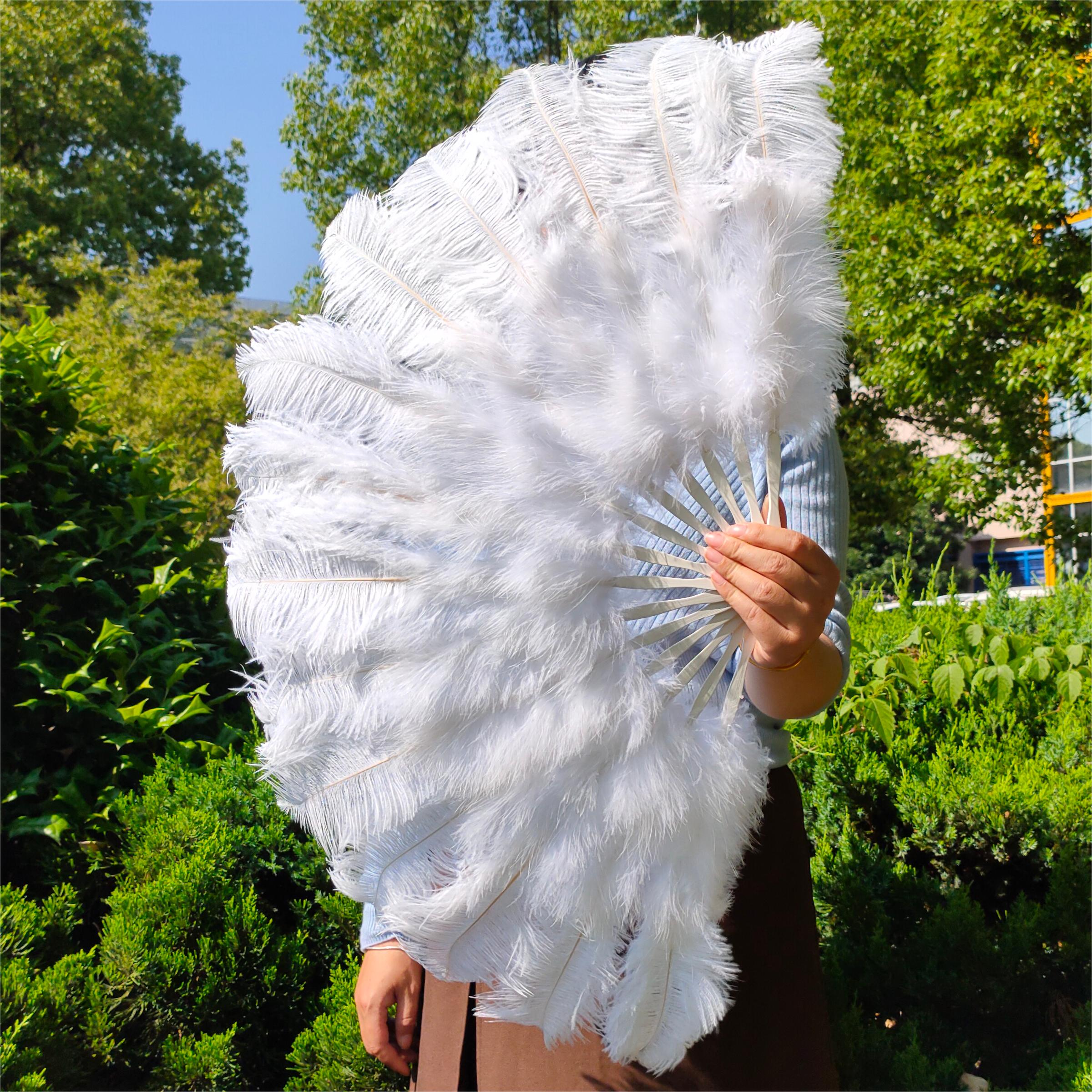 大号酒吧道具羽毛扇子白色扇骨