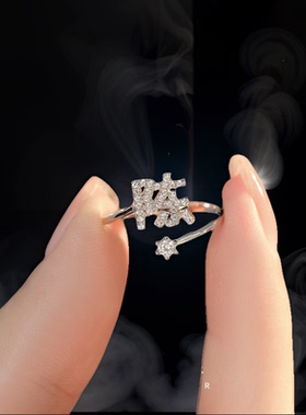 小众百家姓s925纯银镶钻闪戒指姓氏女男士高级感2025新款情侣指环