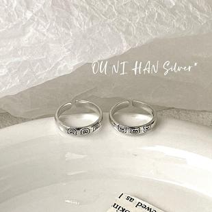 日韩风S925纯银韩国三只小熊戒指女时尚复古气质可爱指环轻奢小众