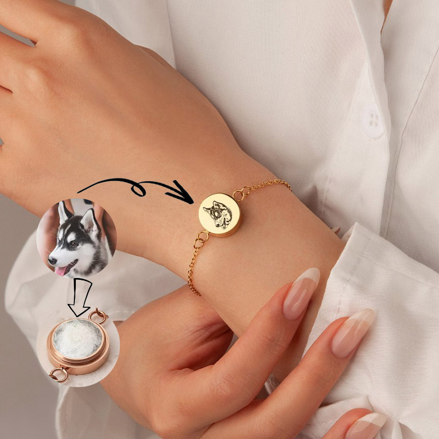 宠物照片定制纯银饰原创设计手链饰品小猫咪宠物去世纪念品送闺蜜