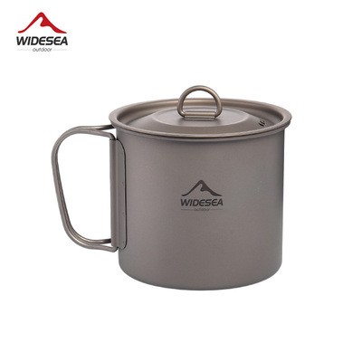 Widesea野营钛杯600ML 纯钛材质户外咖啡杯 轻量精致露营水杯餐具