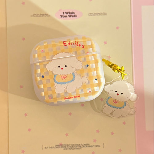 可爱狗格纹适用苹果Airpods保护套1/2蓝牙4代耳机套3奶黄挂件Pro2