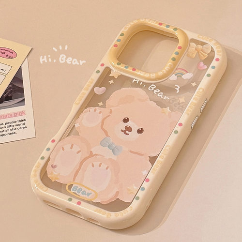 软萌小熊适用苹果17pro max手机壳ins风iphone15卡通11亚克力13硬