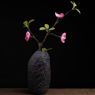 仿真发泡枯干枝古典红黄粉梅花随意弯曲造型跳舞插绢花瓶饰品摆件