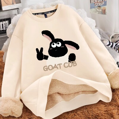 羊羔绒卫衣女上衣冬季2024年新款