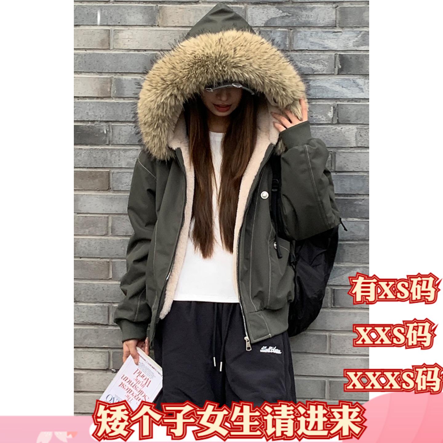 冬季女装小个子150cm显高加小码XXXS派克棉服女长袖加厚棉衣外套