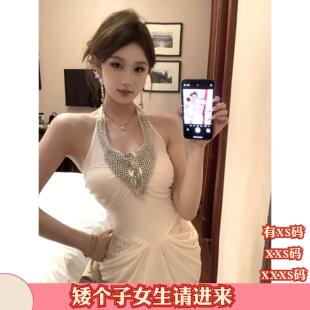 155矮个子小个子新款春装XXS加小号女装重工订珠时尚连衣裙百搭