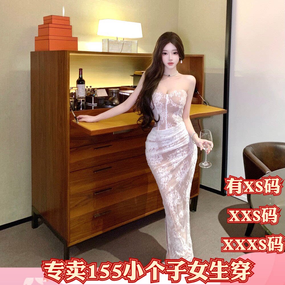 女装小个子XXXS号加小码150cm显高春装蕾丝抹胸鱼骨高级感连衣裙