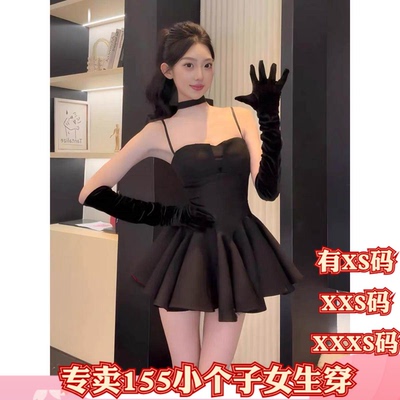 155矮个子小个子XXXS夏季150cm女装无袖吊带蓬蓬礼服裙连衣裙时尚