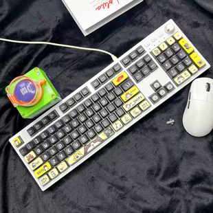 复客狮F104有线混光机械键盘居家游戏104配列媒体旋钮四面透光