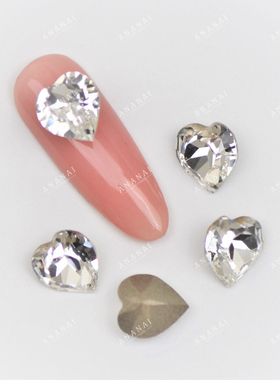 花式石 4884正爱心 8.8*8MM 001白色 美甲钻华子钻奥钻DIY超闪