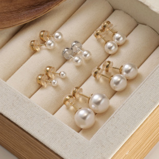 精品耳钉 5818珍珠925纯银 设计女耳钉耳饰饰品精致光珠轻奢白色