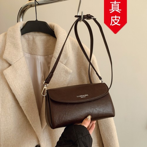 香港品牌真皮高级感单肩斜挎包