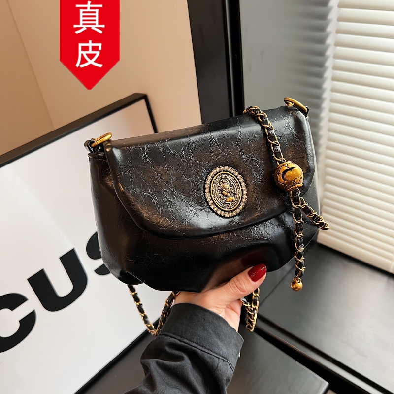 香港代购真皮复古小方包