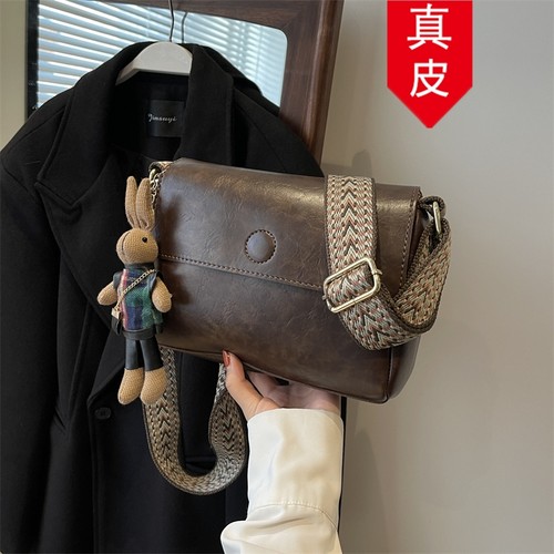 香港代购真皮复古小方包