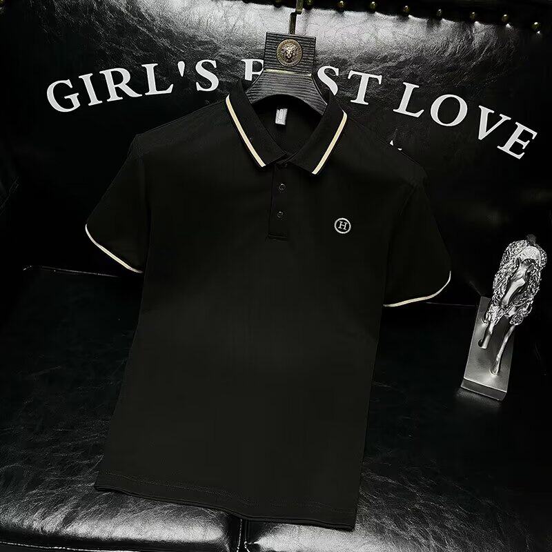 SUMMER 2023 T-SHIRT MENS NEW LYOCELL TENCEL COTTON SHORT SLEEVE LIGHT LUXURY BREATHABLE CASUAL POLO SHIRT MENS TREND