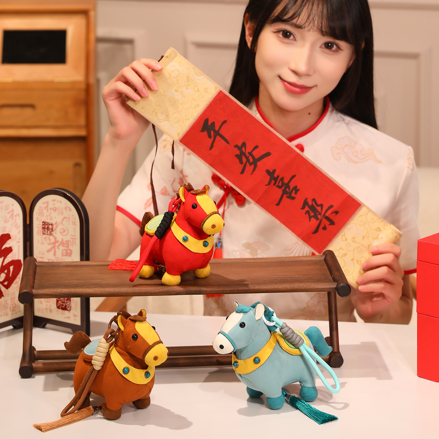 马年吉祥物公仔可爱小马挂件毛绒玩具生肖马钥匙扣包包挂饰礼物送