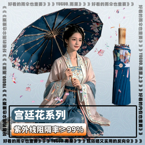 复古风两用防晒大号学生骨雨伞