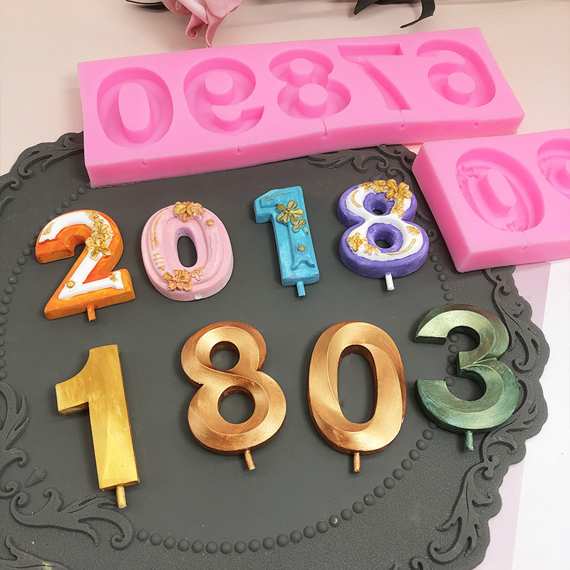 新款2021年数字巧克力翻糖硅胶模具蛋糕装饰烘焙可插棒棒棒糖模