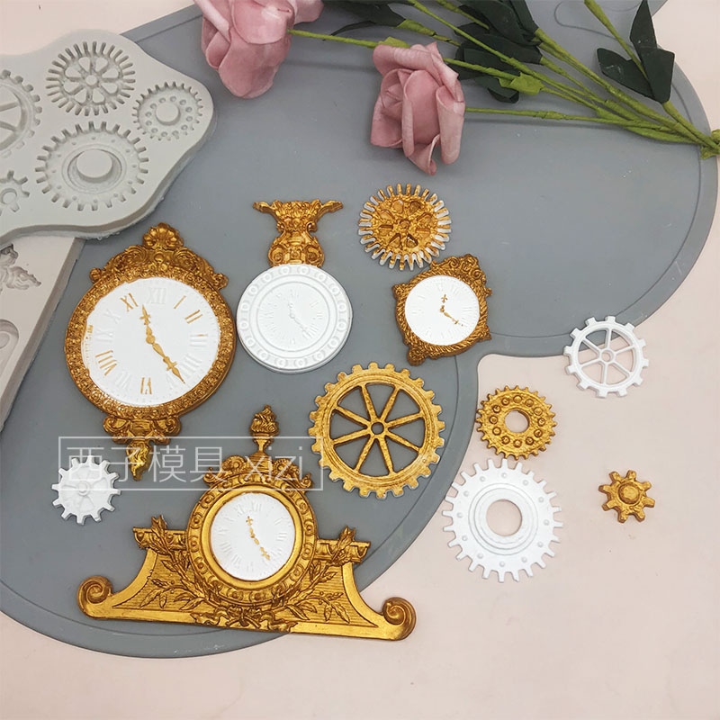 翻糖硅胶机械巧克力模具蛋糕钟表
