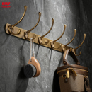 欧式 柜挂钩浴室挂衣钩卧室门后墙壁免钉排钩 复古全铜衣帽钩玄关鞋