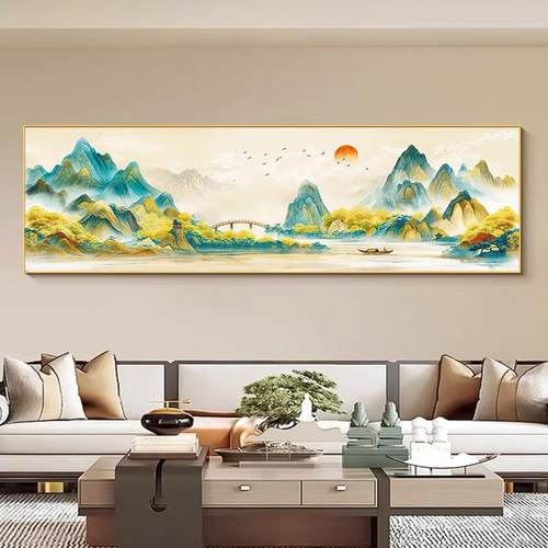 2025客厅线绣蒙娜丽莎千里江山图