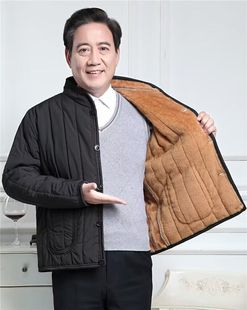中年人棉袄爸爸棉服秋冬款 外套冬季 加绒加厚中老年棉衣男士 男冬装