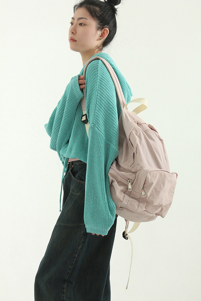 韩国品牌买手款 string pocket backpack 多口袋运动休闲双肩背包