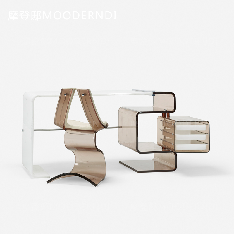 透明亚克力多功能看书桌创意样板间书房办公桌有机玻璃设计新款