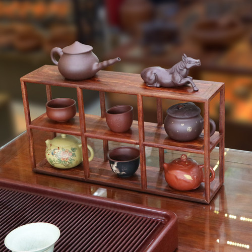 实木博古架简约桌面置物架子花梨木茶具茶杯架子茶壶多宝阁展示架 - 封面
