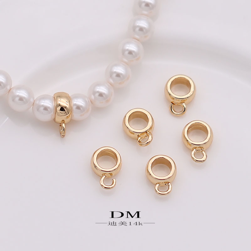 车轮隔珠带开圈桶珠吊坠保色14k仿珍珠diy手项链饰品配件材料迪美