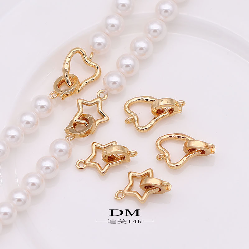 星星心形万能收尾珍珠扣头OT扣14k贝珠包金diy手链项链配件迪美,饰品/流行首饰/时尚饰品新,其他DIY饰品配件,淘宝优惠券,粉丝福利购,淘宝优惠卷