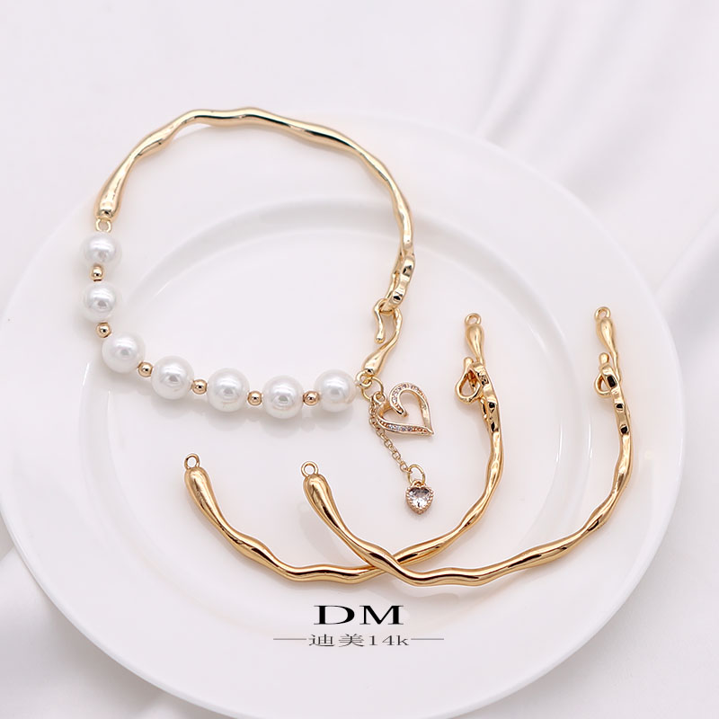 手镯巴洛克不规则保色14k仿珍珠散珠包金diy项链手链饰品配件迪美