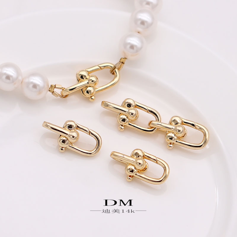 U形弹簧扣万能收尾扣头链条保色14k珍珠包金diy项链手链配件迪美